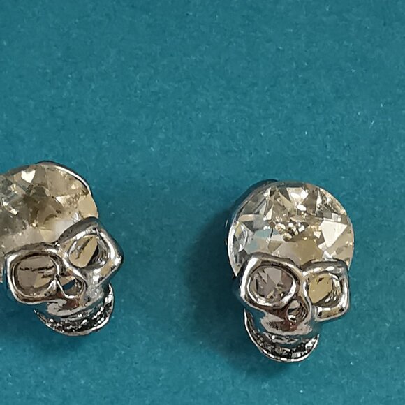 Silver Tone and Crystal 'Skull ' Earrings - Picture 5 of 9